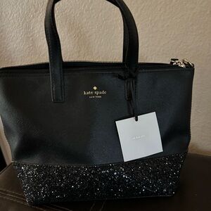 Kate Spade Greta Court black with sparkles comes with long strap